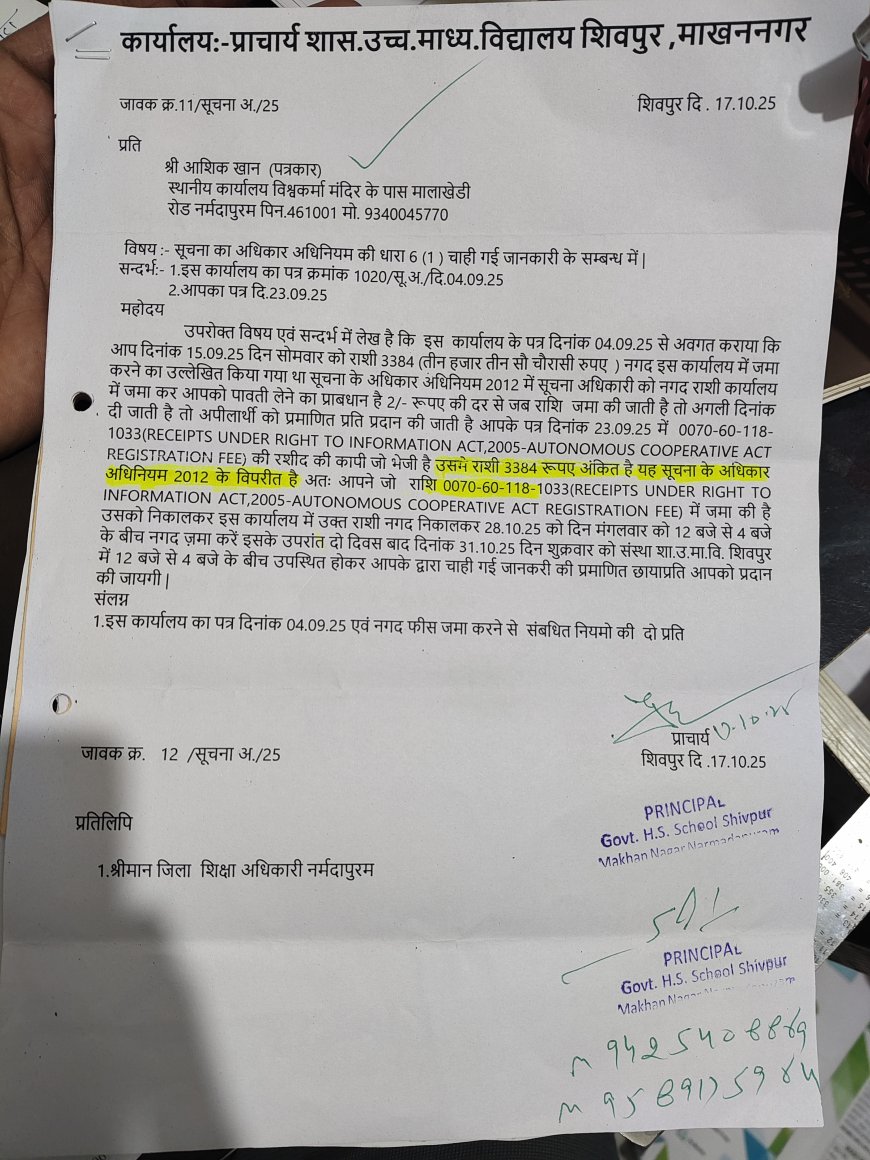 देने को ज्ञान नहीं , बन बैठे मास्टर साहब। शासकीय उच्च माध्यमिक विद्यालय शिवपुर माखन नगर नर्मदापुरम,
